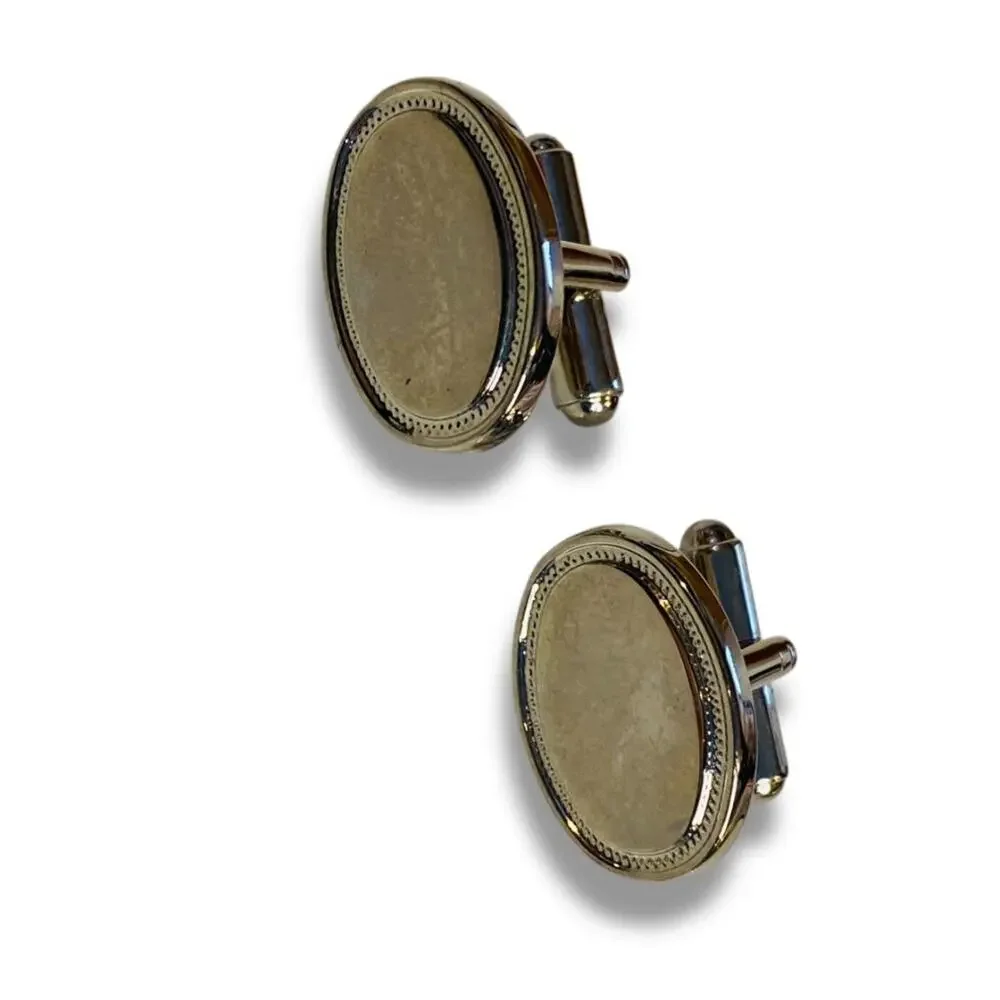 Silvertone BulletBack Cuff Links Oval 20mm Cufflinks